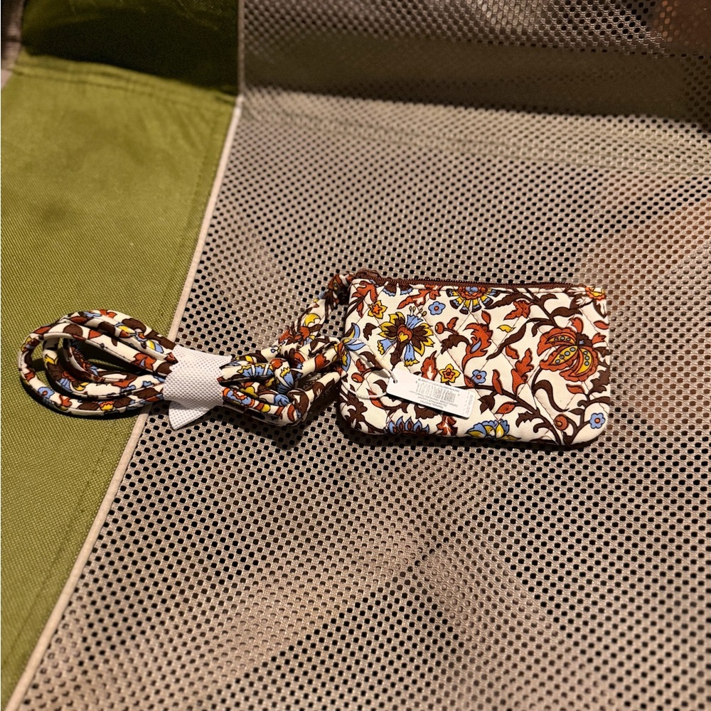 Vera Bradley Floral Crossbody Card Holder in White, Brown, Blue & Yellow